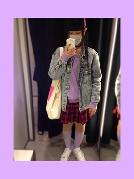 「WEGO（ウィゴー）のアイテム（デニムジャケット、ブルー系）」を使った、ayaさん（レディース・160cm）の春コーディネート