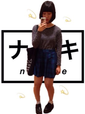 「ZARA（ザラ）のアイテム（Tシャツ/カットソー、ブラック系）」を使った、ayaさん（レディース・160cm）の秋コーディネート