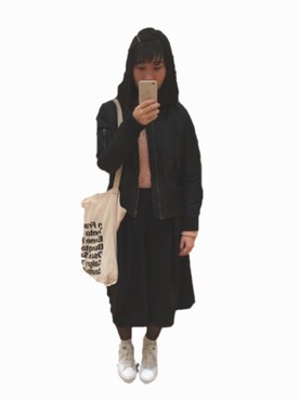 「GU（ジーユー）のアイテム（その他パンツ、ブラック系）」を使った、ayaさん（レディース・160cm）の冬コーディネート