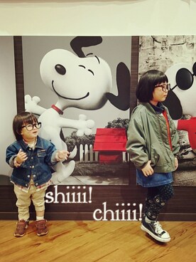 「1歳3ヶ月」｜「アイテム（その他アウター）」を使った、chiiii＆shiiiiさん（キッズ・100cm）の冬コーディネート