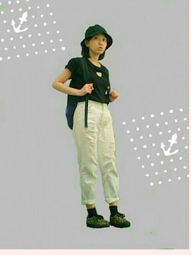 「POINTER BRAND（ポインターブランド）のアイテム（帽子）」を使った、しいなさん（レディース・155cm）の夏コーディネート