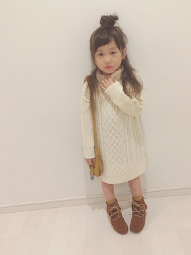 「Minnetonka（ミネトンカ）のアイテム（ブーツ）」を使った、kii_memeさん（キッズ・100cm）の秋コーディネート