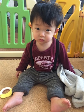 「HAPPYBOUNCE（ハッピーバウンス）のアイテム」を使った、yukieさん（キッズ・70cm）の秋コーディネート