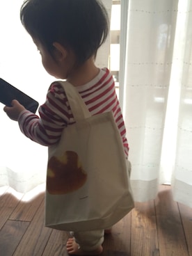 「アイテム（トートバッグ）」を使った、yukieさん（キッズ・70cm）の春コーディネート
