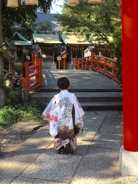 「アイテム（浴衣）」を使った、haruhinaさん（キッズ・110cm）の秋コーディネート