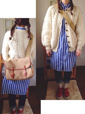 「インディゴデニム」｜「アイテム（シャツワンピース）」を使った、Kurumiさん（レディース・158cm）の春コーディネート