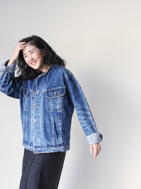「アイテム（デニムジャケット）」を使った、AROOMMODELさん（レディース・165cm）の冬コーディネート