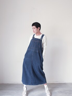 「アイテム（デニムスカート）」を使った、AROOMMODELさん（レディース・165cm）の春コーディネート