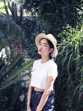 「hat」｜「アイテム（帽子）」を使った、AROOMMODELさん（レディース・165cm）の春コーディネート