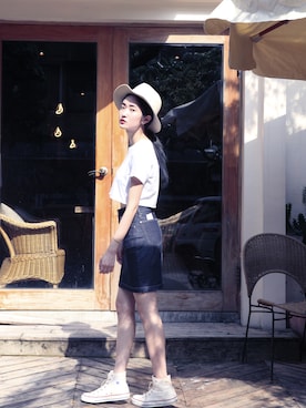 「American Apparel（アメリカンアパレル）のアイテム（Tシャツ/カットソー）」を使った、AROOMMODELさん（レディース・165cm）の春コーディネート