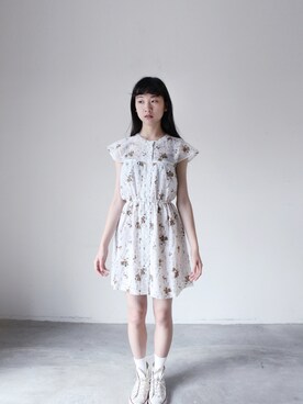 「flower」｜「アイテム（チュニック）」を使った、AROOMMODELさん（レディース・165cm）の春コーディネート