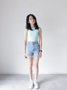 「アイテム（キャミソール）」を使った、AROOMMODELさん（レディース・165cm・10代）の夏コーディネート