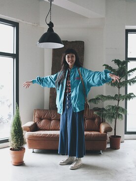 「skirt」｜「アイテム（ナイロンジャケット）」を使った、AROOMMODELさん（レディース・165cm）の冬コーディネート