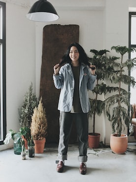 「アイテム（ナイロンジャケット）」を使った、AROOMMODELさん（レディース・165cm）の冬コーディネート