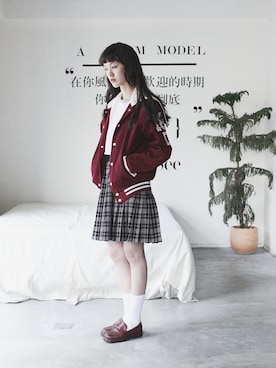 「アイテム（ナイロンジャケット）」を使った、AROOMMODELさん（レディース・165cm）の冬コーディネート