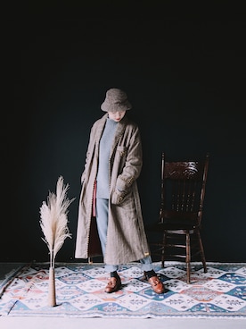 「アイテム（ピーコート）」を使った、AROOMMODELさん（レディース・165cm）の春コーディネート