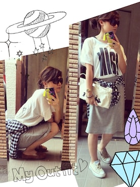 「アイテム（モカシン/デッキシューズ、ブラウン系）」を使った、HOBIさん（レディース・159cm）の夏コーディネート