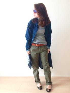 「ストレートパンツ」｜「アイテム（トレンチコート）」を使った、HOBIさん（レディース・159cm）の冬コーディネート