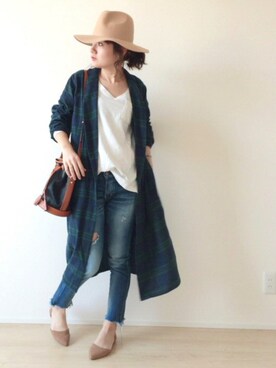 「Ungrid（アングリッド）のフレイドヘムストスリ（デニムパンツ）」を使った、HOBIさん（レディース・159cm）の春コーディネート