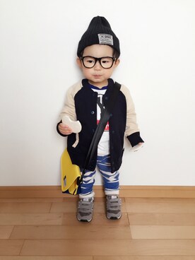 「無印良品（ムジルシリョウヒン）のアイテム（スタジャン）」を使った、H_Kaさん（キッズ・80cm）の春コーディネート