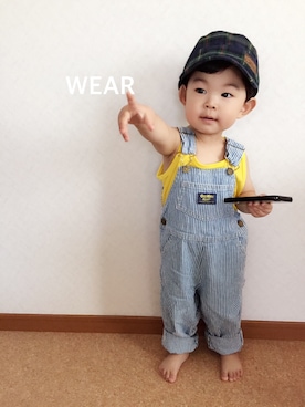 「ワークキャップ」｜「アイテム（サロペット/オーバーオール）」を使った、H_Kaさん（キッズ・80cm）の夏コーディネート