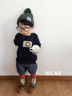 「アイテム（タイツ/ストッキング、オレンジ系）」を使った、H_Kaさん（キッズ・80cm）の秋コーディネート