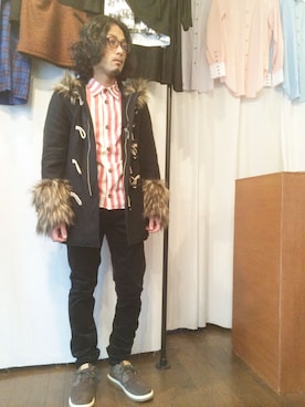 「仙台」｜「アイテム（ダッフルコート）」を使った、yusuke kanekoさん（メンズ・168cm）の冬コーディネート