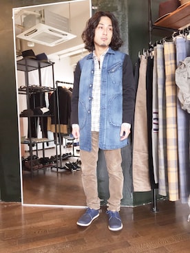 「仙台」｜「アイテム（デニムジャケット）」を使った、yusuke kanekoさん（メンズ・168cm）の春コーディネート