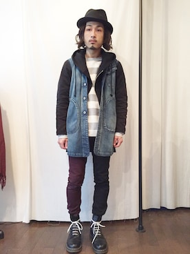 「仙台」｜「アイテム（デニムジャケット）」を使った、yusuke kanekoさん（メンズ・168cm）の春コーディネート