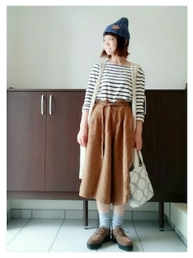 「Sleep（スリープ）のアイテム」を使った、tomaさん（レディース・153cm）の秋コーディネート