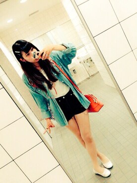 「Heather（ヘザー）のアイテム（Tシャツ/カットソー、ホワイト系）」を使った、c h u r i ..*さん（レディース・169cm）の春コーディネート
