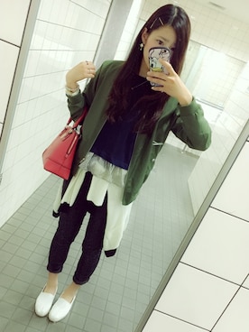 「GU（ジーユー）のアイテム（パンプス、ホワイト系）」を使った、c h u r i ..*さん（レディース・169cm）の春コーディネート
