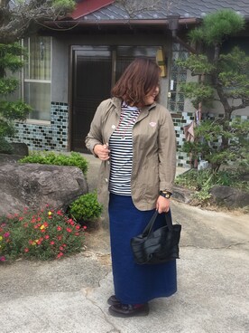 「アイテム（デニムスカート、ブルー系）」を使った、NA2KOさん（レディース・158cm）の秋コーディネート