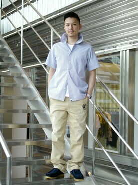 「A BATHING APE（アベイシングエイプ）のアイテム（ブーツ）」を使った、梅影 知紀さん（メンズ・170cm）の夏コーディネート