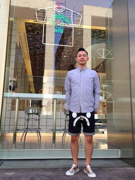 「A BATHING APE（アベイシングエイプ）のアイテム（腕時計）」を使った、梅影 知紀さん（メンズ・170cm）の夏コーディネート
