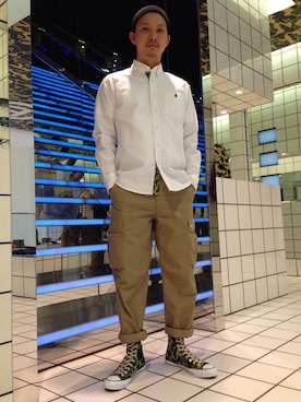 「A BATHING APE（アベイシングエイプ）のアイテム（ニットキャップ/ビーニー）」を使った、梅影 知紀さん（メンズ・170cm）の冬コーディネート