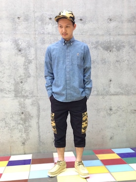 「A BATHING APE（アベイシングエイプ）のアイテム（ブーツ）」を使った、梅影 知紀さん（メンズ・170cm）の春コーディネート