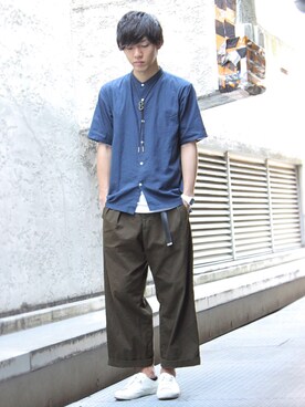 「JUNRED（ジュンレッド）のアイテム（チノパンツ）」を使った、SHUNSUKEさん（メンズ・184cm）の夏コーディネート
