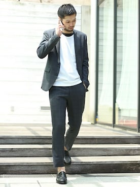 「STUDIOUS（ステュディオス）のアイテム（その他シューズ）」を使った、浅沼さん（メンズ・170cm）の春コーディネート