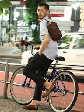 「STUDIOUS（ステュディオス）のアイテム（その他シューズ）」を使った、浅沼さん（メンズ・170cm）の夏コーディネート