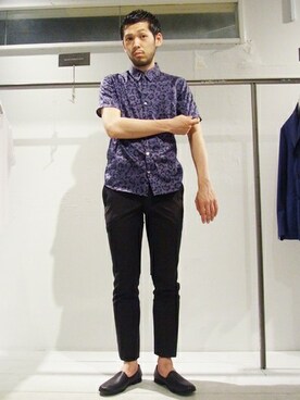 「STUDIOUS（ステュディオス）のアイテム（その他シューズ）」を使った、浅沼さん（メンズ・170cm）の夏コーディネート