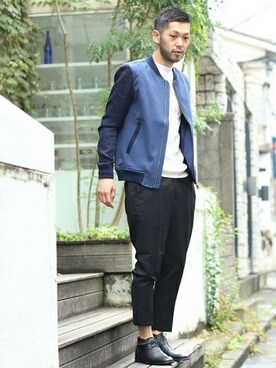 「STUDIOUS（ステュディオス）のアイテム（ミリタリージャケット）」を使った、浅沼さん（メンズ・170cm）の秋コーディネート