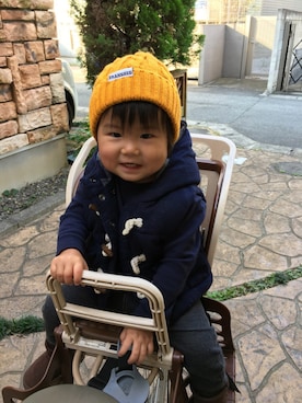 「息子コーデ」｜「アイテム（ダウンベスト）」を使った、ひなさん（キッズ・80cm）の秋コーディネート