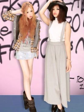 「AZUL by moussy（アズールバイマウジー）のアイテム（Hat、ブラック系）」を使った、naaaponさん（レディース）の夏コーディネート