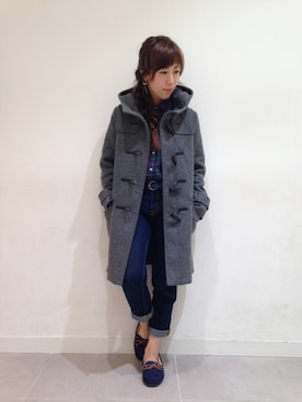 「ネルシャツ」｜「アイテム（ダッフルコート）」を使った、CHIAKI  TAKESAKIさん（レディース・161cm）の秋コーディネート