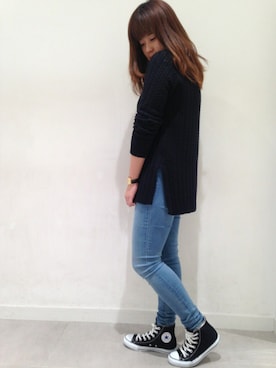 「黒ニット」｜CHIAKI  TAKESAKIさん（レディース・161cm）の冬コーディネート