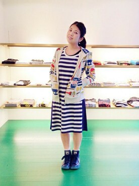 「総柄トップス」｜「アイテム（ワンピース/ドレス）」を使った、nah.oさん（レディース・152cm）の冬コーディネート