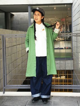 「Design Tshirts Store graniph（デザイン　ティーシャツ　ストア　グラニフ）のアイテム（ステンカラーコート）」を使った、nah.oさん（レディース・152cm）の冬コーディネート