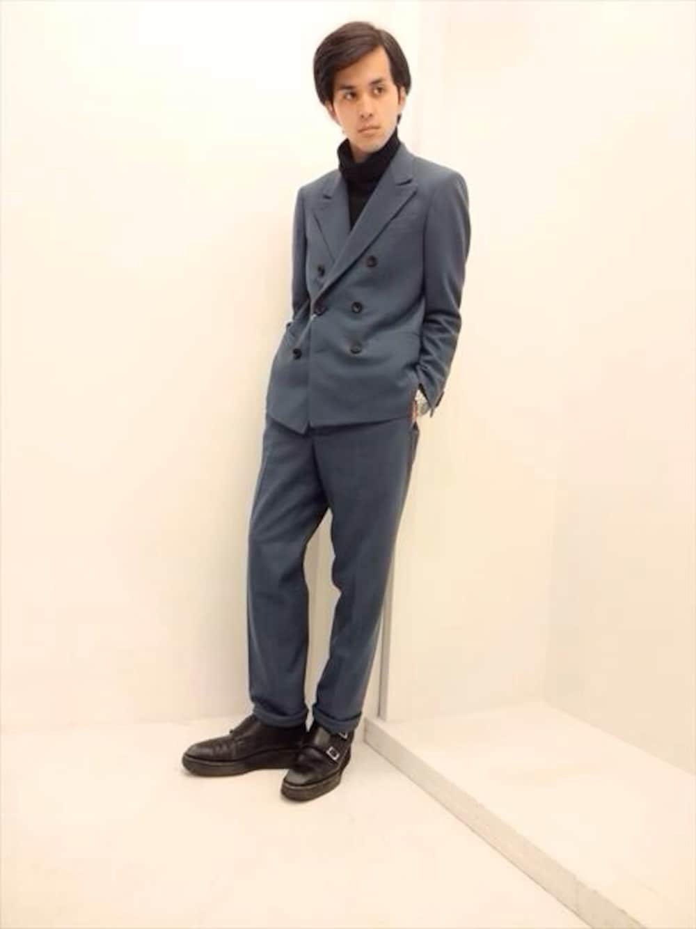 「STUDIOUS、STUDIOUS南堀江、ダブルジャケット、セットアップ」｜竹内 孜介さん（メンズ・171cm）の秋コーディネートの1枚目の写真