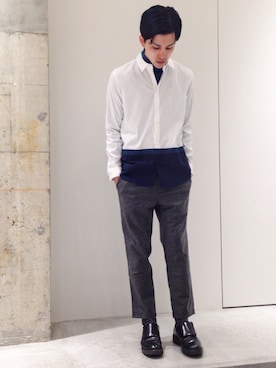 「JOHN LAWRENCE SULLIVAN（ジョンローレンスサリバン）のアイテム（その他シューズ）」を使った、竹内 孜介さん（メンズ・171cm）の秋コーディネート